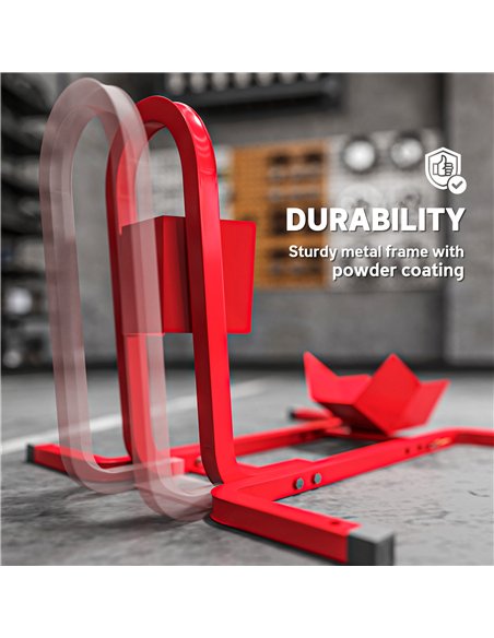 HOMCOM Metal Motorcycle Motorbike Wheel Chock Locking Stand System 17", 19", 21"/43, 48, 51 cm Front Wheels Steel Adjustable Fix - pic 173215 | FastDaddyshop