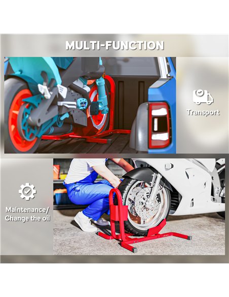 HOMCOM Metal Motorcycle Motorbike Wheel Chock Locking Stand System 17", 19", 21"/43, 48, 51 cm Front Wheels Steel Adjustable Fix - pic 173216 | FastDaddyshop