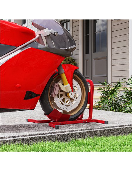 HOMCOM Metal Motorcycle Motorbike Wheel Chock Locking Stand System 17", 19", 21"/43, 48, 51 cm Front Wheels Steel Adjustable Fix - pic 173217 | FastDaddyshop