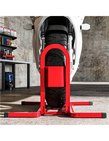 HOMCOM Metal Motorcycle Motorbike Wheel Chock Locking Stand System 17", 19", 21"/43, 48, 51 cm Front Wheels Steel Adjustable Fix - pic 173218 | FastDaddyshop