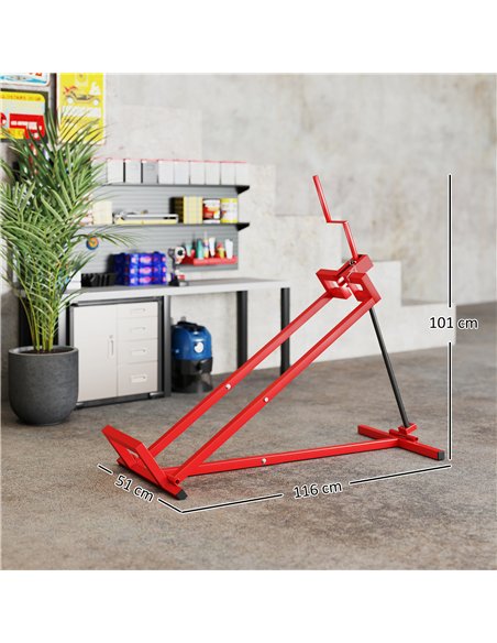HOMCOM 400 kg Foldable Ride-On Mower Jack Lift, Adjustable Steel Lifting Device, for Lawn Mower, ATV, Red - pic 173222 | FastDaddyshop