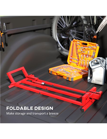 HOMCOM 400 kg Foldable Ride-On Mower Jack Lift, Adjustable Steel Lifting Device, for Lawn Mower, ATV, Red - pic 173225 | FastDaddyshop