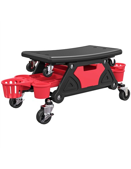 HOMCOM Rolling Mechanic Stool, 135kg Capacity Workshop Stool with 360° Swivel Wheels, Roller Creeper Seat with Slide Out Tool Tr - pic 173229 | FastDaddyshop