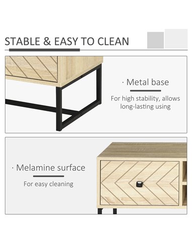 Homcom 1200mm Chevron Four-Compartment TV Stand, Brown and Black