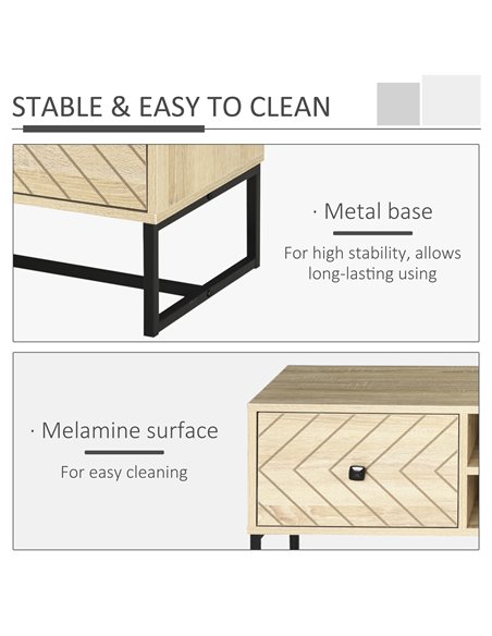Homcom 1200mm Chevron Four-Compartment TV Stand, Brown and Black - pic 17323 | FastDaddyshop