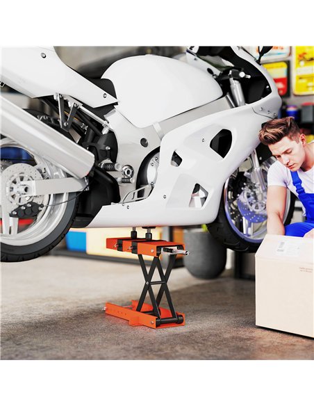 HOMCOM 500 kg Motorcycle Scissor Lift Jack, Heavy Duty Steel Adjustable Motorbike Lifting Hoist Stand with Safety Pin, Foldable  - pic 173239 | FastDaddyshop