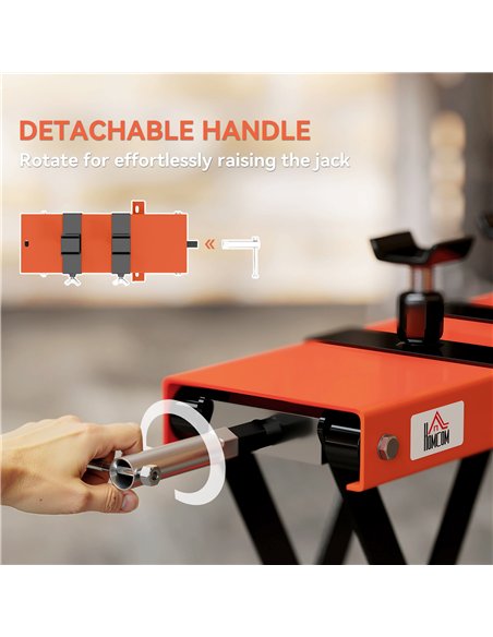 HOMCOM 500 kg Motorcycle Scissor Lift Jack, Heavy Duty Steel Adjustable Motorbike Lifting Hoist Stand with Safety Pin, Foldable  - pic 173244 | FastDaddyshop