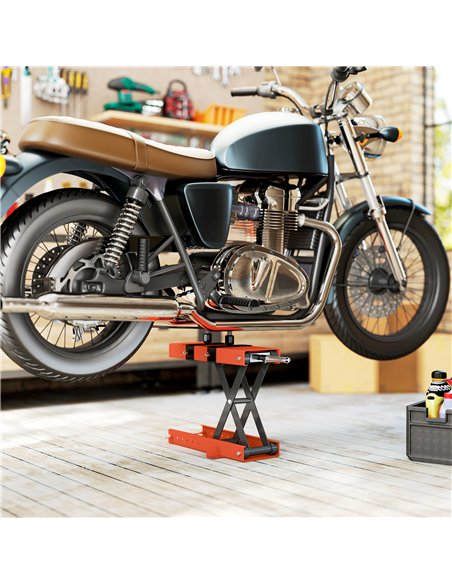 HOMCOM 500 kg Motorcycle Scissor Lift Jack, Heavy Duty Steel Adjustable Motorbike Lifting Hoist Stand with Safety Pin, Foldable  - pic 173246 | FastDaddyshop