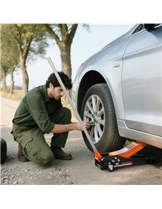 HOMCOM 3 Ton Hydraulic Low-Profile Floor Jack, with 7.5-50.5cm Lifting Range, Wheels, Orange 2