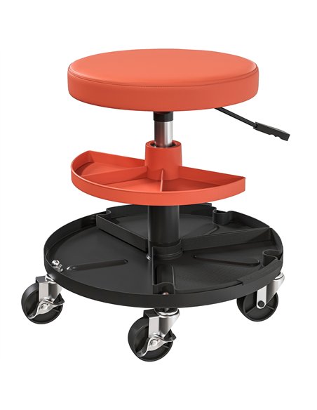 HOMCOM Rolling Mechanic Stool, 135kg Capacity Workshop Stool, 360° Swivel Roller Padded Creeper Seat with Wheels, Tool Trays Sto - pic 173256 | FastDaddyshop