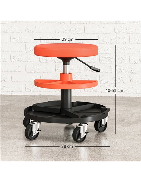 HOMCOM Rolling Mechanic Stool, 135kg Capacity Workshop Stool, 360° Swivel Roller Padded Creeper Seat with Wheels, Tool Trays Sto - pic 173258 | FastDaddyshop