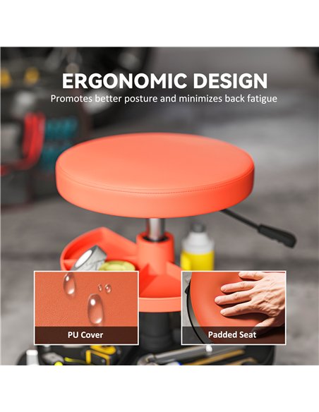 HOMCOM Rolling Mechanic Stool, 135kg Capacity Workshop Stool, 360° Swivel Roller Padded Creeper Seat with Wheels, Tool Trays Sto - pic 173261 | FastDaddyshop