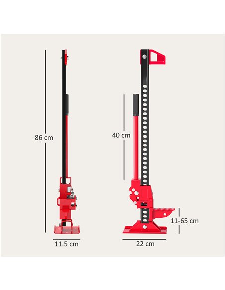 HOMCOM 3 Tonne Farm Jack, 33" High Lift Jack for 4x4 Tractors Trucks Agricultural Lifting, Red - pic 173267 | FastDaddyshop