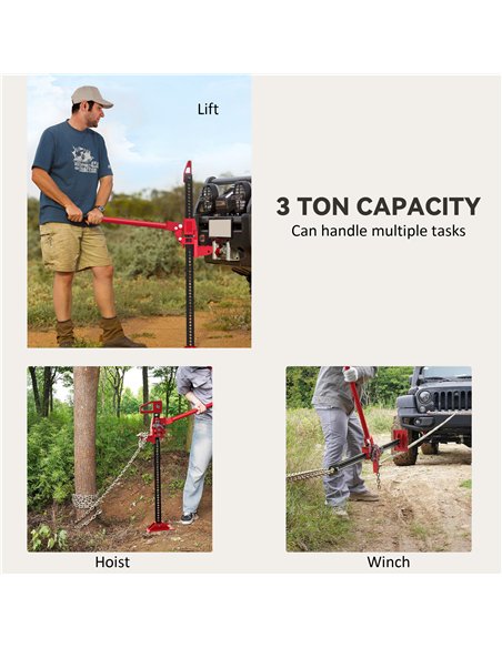 HOMCOM 3 Tonne Farm Jack, 33" High Lift Jack for 4x4 Tractors Trucks Agricultural Lifting, Red - pic 173268 | FastDaddyshop