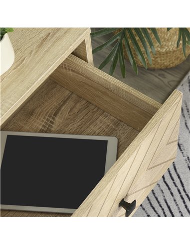 Homcom 1200mm Chevron Four-Compartment TV Stand, Brown and Black