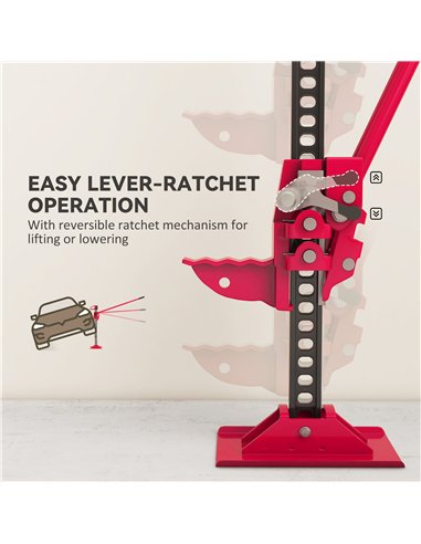 HOMCOM 3 Tonne Farm Jack, 33" High Lift Jack for 4x4 Tractors Trucks Agricultural Lifting, Red