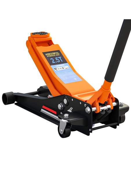 HOMCOM 2.5 Ton Hydraulic Low-Profile Floor Jack, with 7.5-47cm Lifting Range, Wheels, Orange - pic 173274 | FastDaddyshop