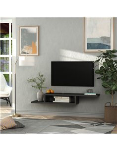 Homcom Wall Mounted Media Console, 'Z' Floating TV Stand, Black 2