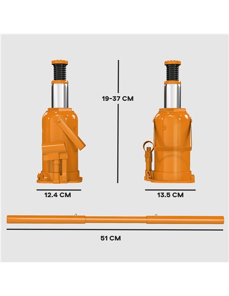 HOMCOM 12 Tonne Hydraulic Bottle Jack with 19-37 cm Lifting Range, Heavy Duty Portable Compact Car Jack Lift with Saddle and 3 S - pic 173285 | FastDaddyshop