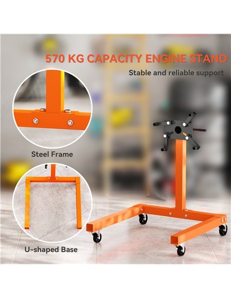HOMCOM Engine Stand, 570 kg Rotating Engine Stand with 360 Degree Adjustable Head, 4 Mounting Arms, Heavy Duty Steel Support, Un - pic 173295 | FastDaddyshop