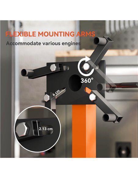 HOMCOM Engine Stand, 570 kg Rotating Engine Stand with 360 Degree Adjustable Head, 4 Mounting Arms, Heavy Duty Steel Support, Un - pic 173297 | FastDaddyshop