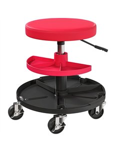 HOMCOM Rolling Mechanic Stool, 135kg Capacity Workshop Stool, 360° Swivel Roller Padded Creeper Seat with Wheels, Tool Trays Sto