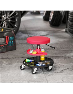 HOMCOM Rolling Mechanic Stool, 135kg Capacity Workshop Stool, 360° Swivel Roller Padded Creeper Seat with Wheels, Tool Trays Sto 2