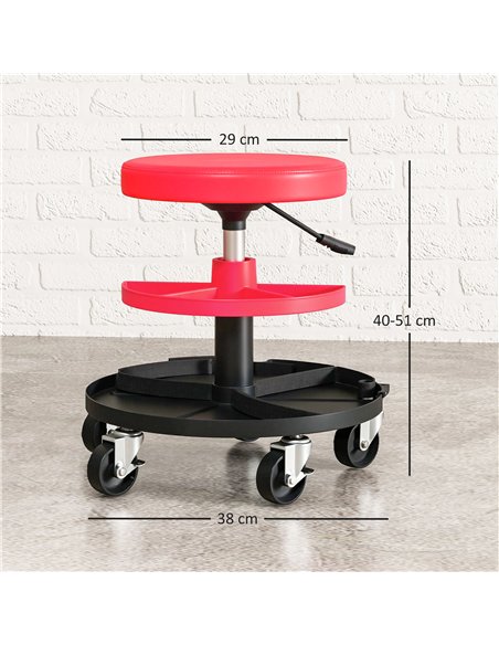 HOMCOM Rolling Mechanic Stool, 135kg Capacity Workshop Stool, 360° Swivel Roller Padded Creeper Seat with Wheels, Tool Trays Sto - pic 173303 | FastDaddyshop