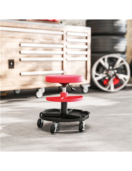 HOMCOM Rolling Mechanic Stool, 135kg Capacity Workshop Stool, 360° Swivel Roller Padded Creeper Seat with Wheels, Tool Trays Sto - pic 173309 | FastDaddyshop