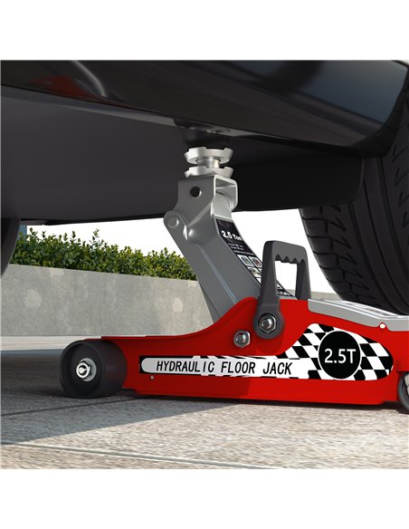 HOMCOM Hydraulic Low Profile Floor Jack, 2.5 Tonne Heavy Duty Steel Trolley Car Jack Lift with 80-360 mm Lifting Range, Wheels,  - pic 173318 | FastDaddyshop