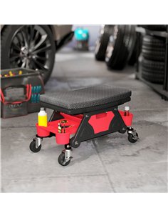 HOMCOM Rolling Mechanic Stool, 135kg Capacity Workshop Stool, 360° Swivel Roller Padded Creeper Seat with Wheels, Slide Out Tool 2