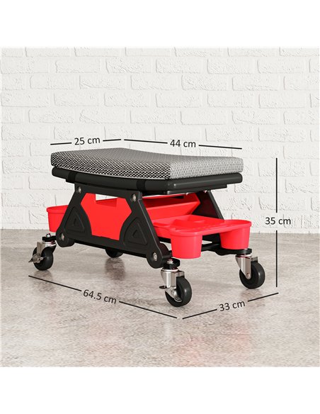 HOMCOM Rolling Mechanic Stool, 135kg Capacity Workshop Stool, 360° Swivel Roller Padded Creeper Seat with Wheels, Slide Out Tool - pic 173321 | FastDaddyshop