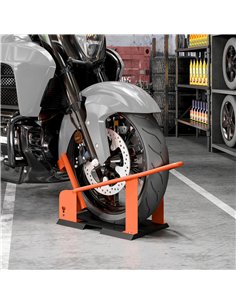 HOMCOM Motorcycle Wheel Chock, 816.5 kg Capacity Heavy Duty Steel Motorcycle Front Wheel Chock Holder with 3 Height Adjustable H 2
