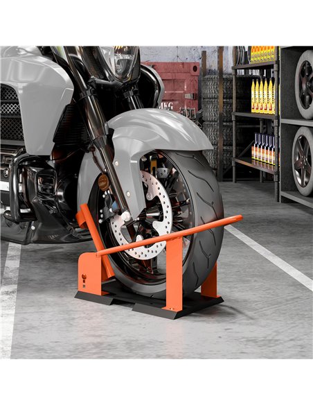 HOMCOM Motorcycle Wheel Chock, 816.5 kg Capacity Heavy Duty Steel Motorcycle Front Wheel Chock Holder with 3 Height Adjustable H - pic 173329 | FastDaddyshop