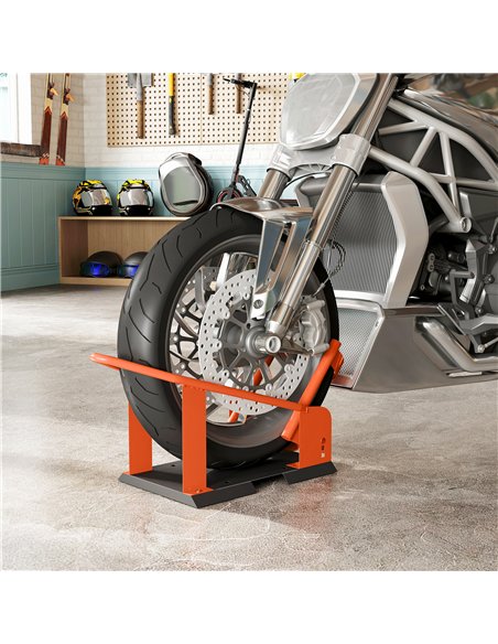 HOMCOM Motorcycle Wheel Chock, 816.5 kg Capacity Heavy Duty Steel Motorcycle Front Wheel Chock Holder with 3 Height Adjustable H - pic 173335 | FastDaddyshop