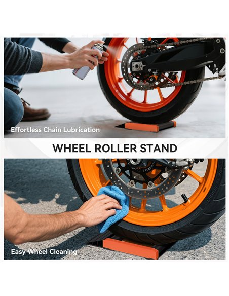 HOMCOM Motorcycle Wheel Cleaning Roller Stand with Aluminium Alloy Frame and Rollers, Motorcycle Maintenance Stand for Tyre Clea - pic 173340 | FastDaddyshop