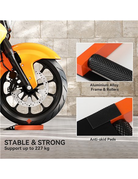 HOMCOM Motorcycle Wheel Cleaning Roller Stand with Aluminium Alloy Frame and Rollers, Motorcycle Maintenance Stand for Tyre Clea - pic 173341 | FastDaddyshop