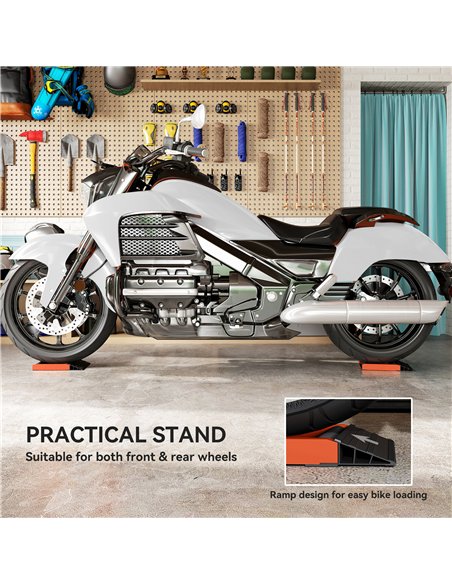 HOMCOM Motorcycle Wheel Cleaning Roller Stand with Aluminium Alloy Frame and Rollers, Motorcycle Maintenance Stand for Tyre Clea - pic 173342 | FastDaddyshop