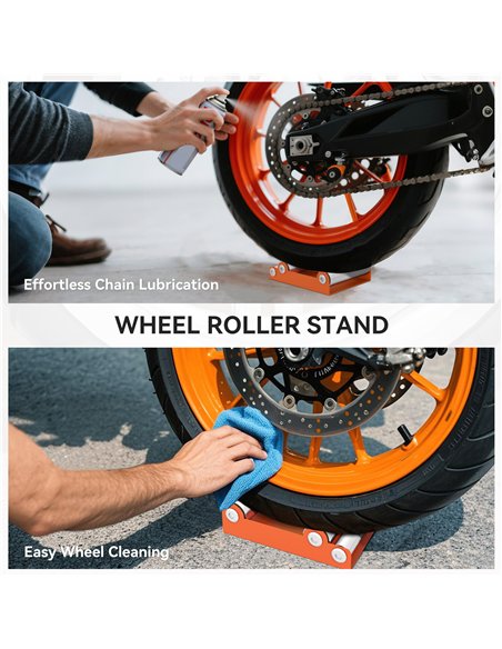 HOMCOM Motorcycle Wheel Cleaning Roller Stand with Steel Frame, Aluminium Rollers, Motorcycle Maintenance Stand for Tyre Cleanin - pic 173349 | FastDaddyshop