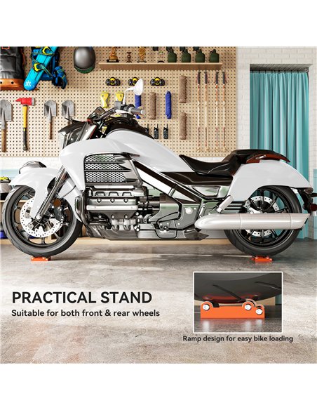 HOMCOM Motorcycle Wheel Cleaning Roller Stand with Steel Frame, Aluminium Rollers, Motorcycle Maintenance Stand for Tyre Cleanin - pic 173351 | FastDaddyshop
