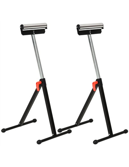 HOMCOM Set of 2 Folding Roller Stand, Material Support Pedestal with Ball Bearing Roller Height Adjustable Portable, Metal Const - pic 173355 | FastDaddyshop