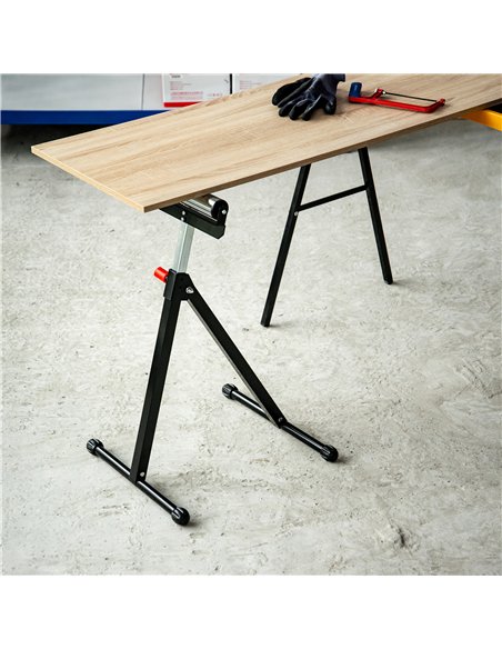 HOMCOM Set of 2 Folding Roller Stand, Material Support Pedestal with Ball Bearing Roller Height Adjustable Portable, Metal Const - pic 173356 | FastDaddyshop
