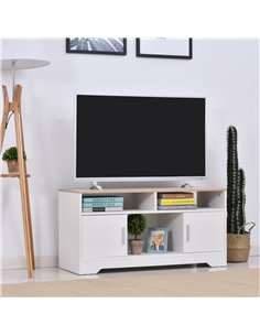 Homcom 1050mm Boxy TV Stand, with Wood-Effect Table Top 2
