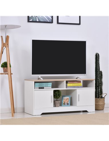 Homcom 1050mm Boxy TV Stand, with Wood-Effect Table Top