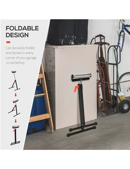 HOMCOM Set of 2 Folding Roller Stand, Material Support Pedestal with Ball Bearing Roller Height Adjustable Portable, Metal Const - pic 173360 | FastDaddyshop
