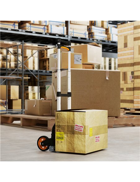 HOMCOM Folding Sack Truck, 70kg Lightweight Hand Truck with Wheels, Foldable Trolley Cart with Telescoping Handle for Warehouse, - pic 173365 | FastDaddyshop