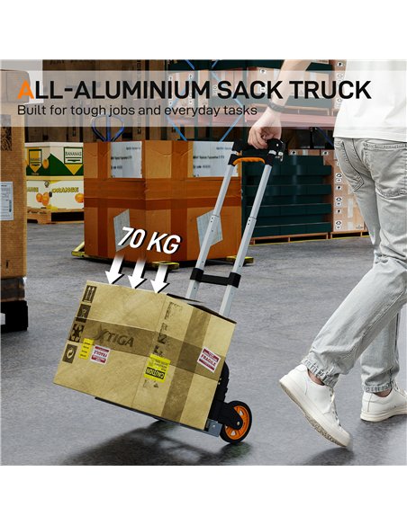 HOMCOM Folding Sack Truck, 70kg Lightweight Hand Truck with Wheels, Foldable Trolley Cart with Telescoping Handle for Warehouse, - pic 173367 | FastDaddyshop