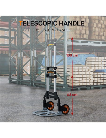 HOMCOM Folding Sack Truck, 70kg Lightweight Hand Truck with Wheels, Foldable Trolley Cart with Telescoping Handle for Warehouse, - pic 173368 | FastDaddyshop