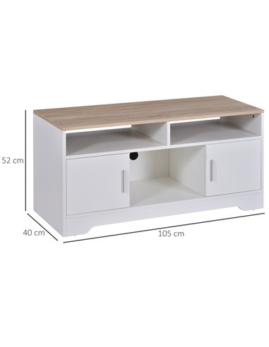 Homcom 1050mm Boxy TV Stand, with Wood-Effect Table Top