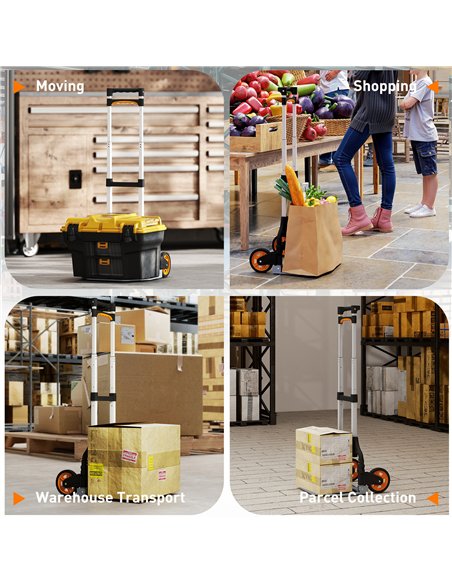 HOMCOM Folding Sack Truck, 70kg Lightweight Hand Truck with Wheels, Foldable Trolley Cart with Telescoping Handle for Warehouse, - pic 173370 | FastDaddyshop